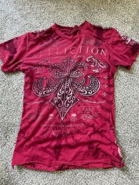 Affliction Burgundy Fleur-de-Lis Graphic Tee